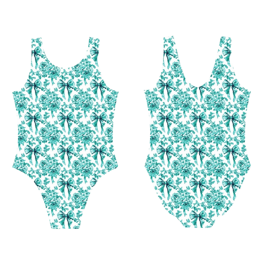 Turquoise Floral Bows Leotard