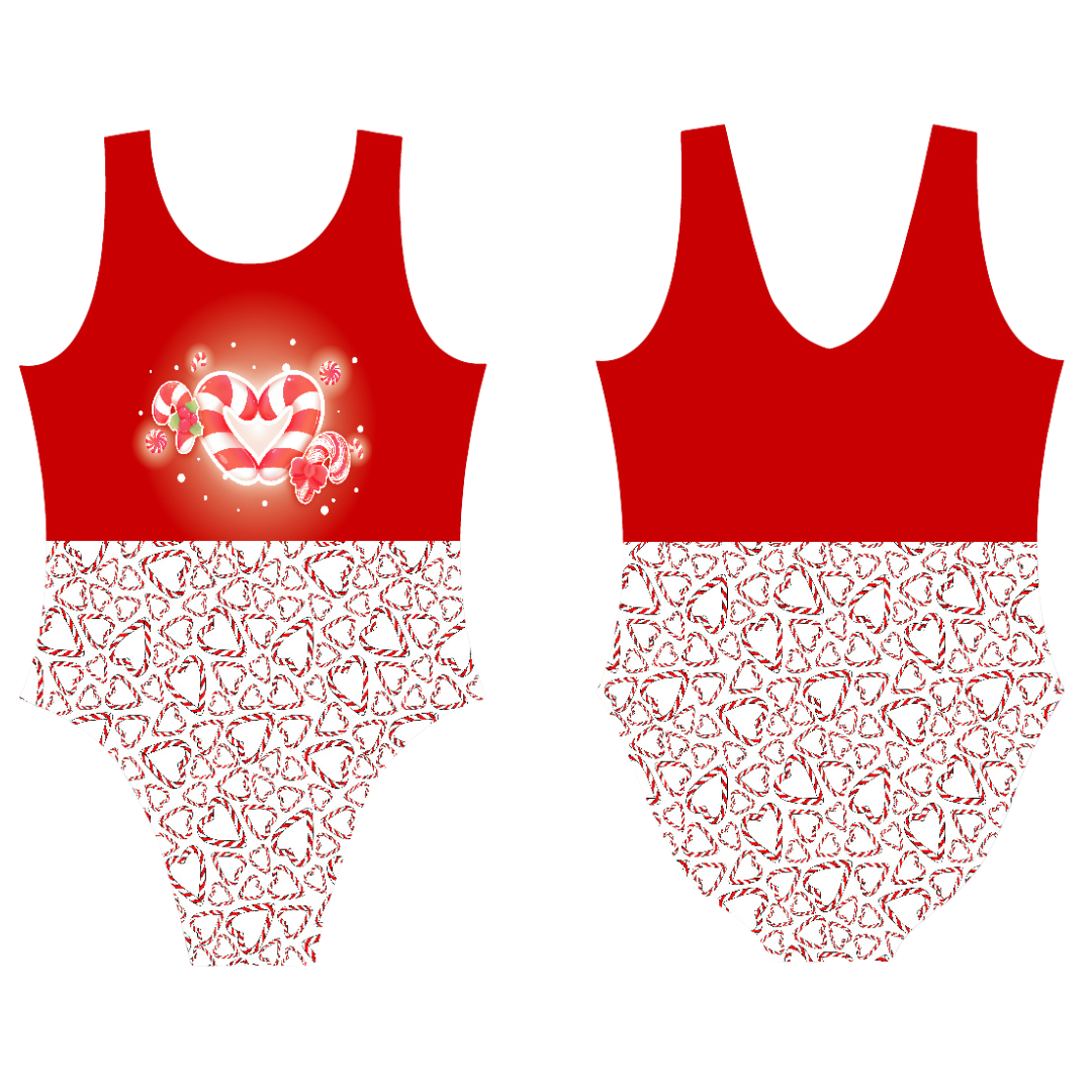 Candy Heart Cane Leotard