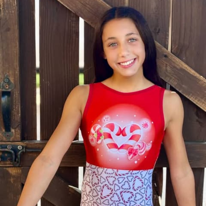 Candy Heart Cane Leotard