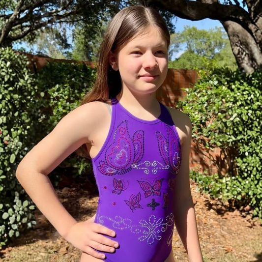 Royal Butterfly Flight Leotard *With Rhinestones*