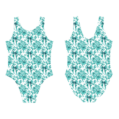 Turquoise Floral Bows Leotard